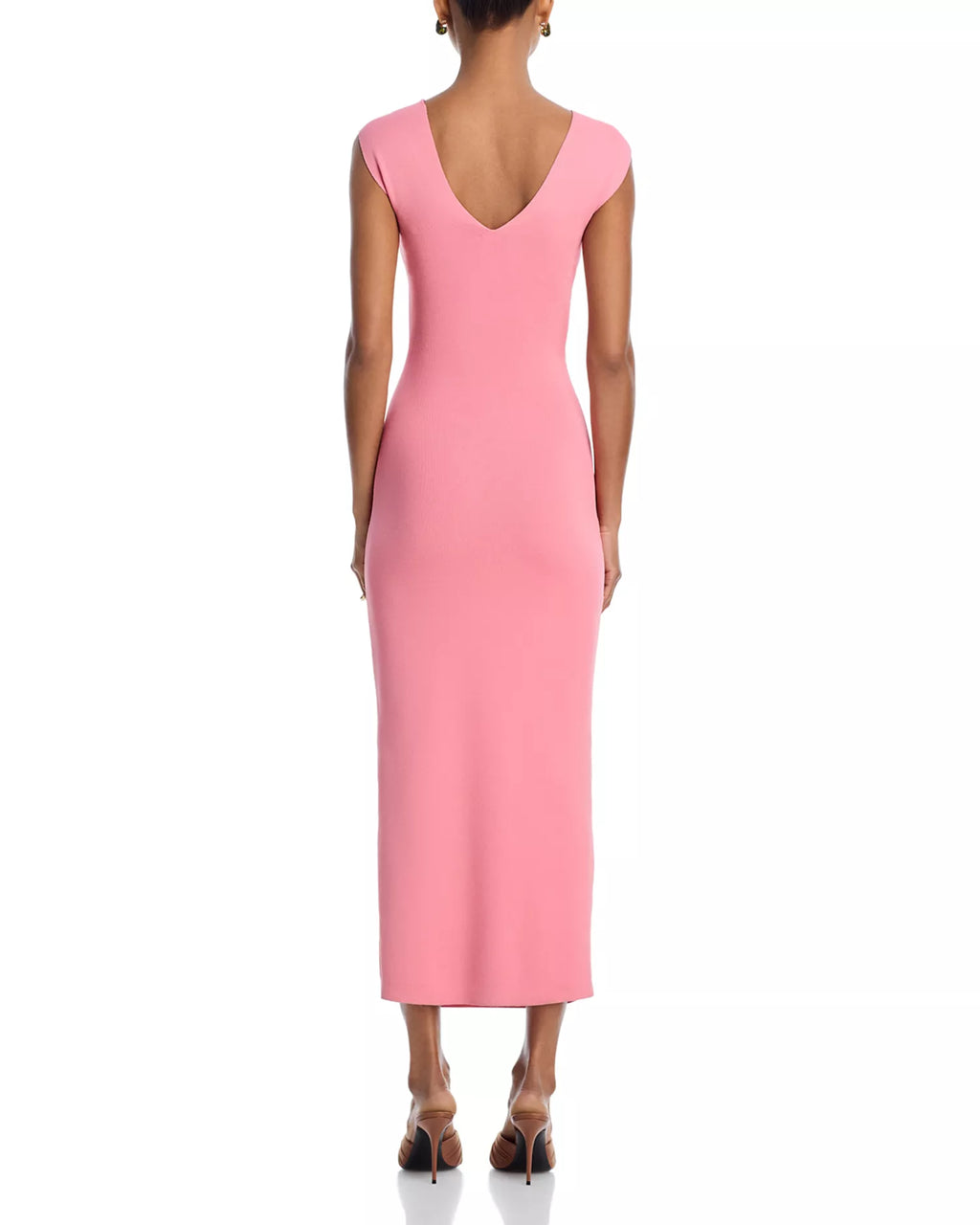 Chic Sheath V Neck Twist Cutout Sleeveless V Back Midi Length For Adults Prom Dress