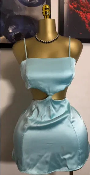Spaghetti Strap Mini Dress with Cutout & Tie Back