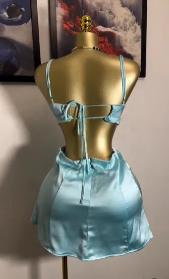 Spaghetti Strap Mini Dress with Cutout & Tie Back