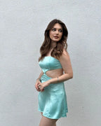 Spaghetti Strap Mini Dress with Cutout & Tie Back