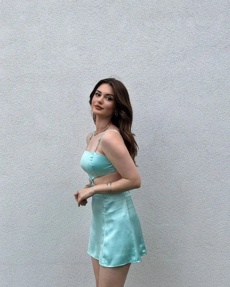 Spaghetti Strap Mini Dress with Cutout & Tie Back