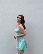 Spaghetti Strap Mini Dress with Cutout & Tie Back