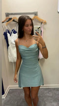 Sweetheart Neck Ruched Glitter A-Line Mini Dress
