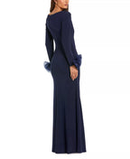 Chic Trumpet Boat Neck Ruffled Cuff Zipper Back Floor Length For Women Prom Dress