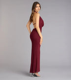 Chic Trumpet Halter Neck Sleeveless Open Back Floor Length Prom Dress
