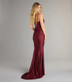 Chic Trumpet Plunge Neck Spaghetti Strap Lace Up Back Floor Length Prom Dress