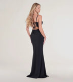 Chic Trumpet Square Neck Spaghetti Strap Lace Up Back Floor Length Prom Dress