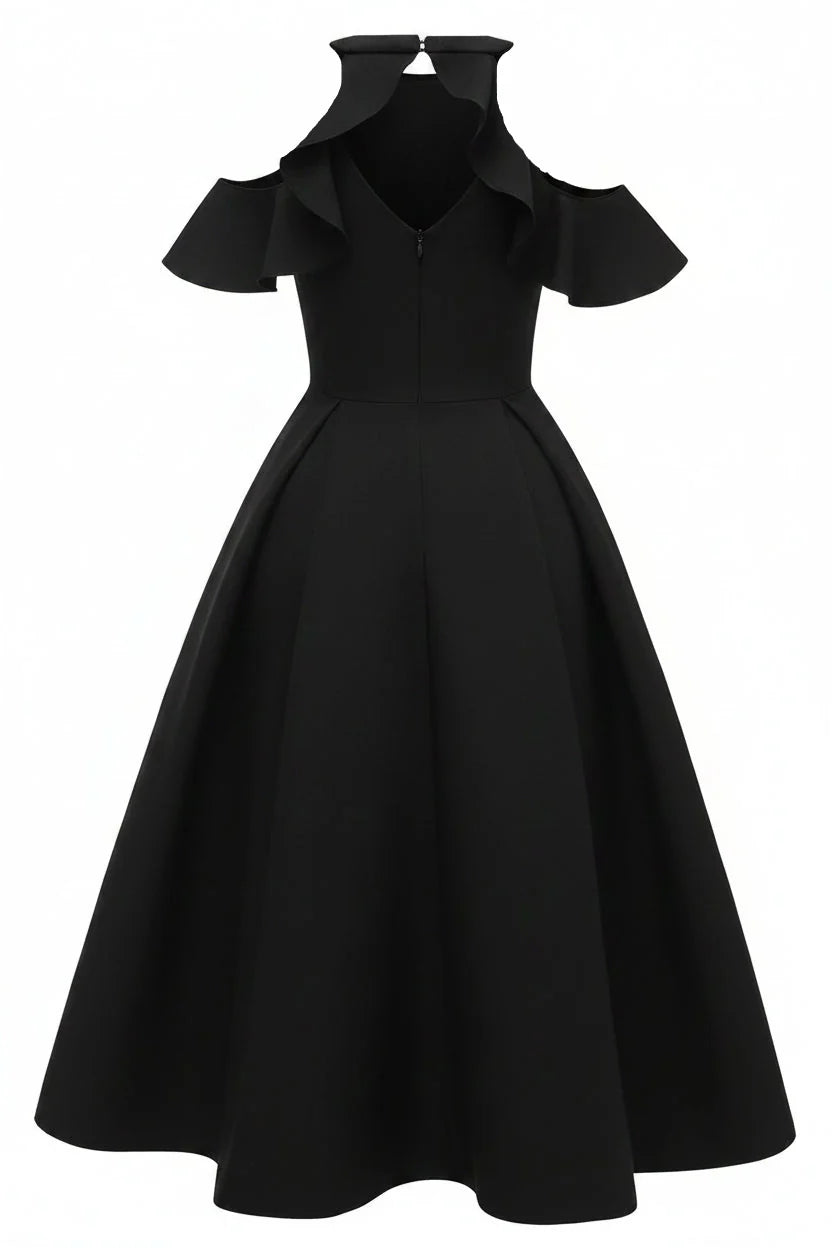 Chic Homecoming Dress With Halter Neck And Ruffle A Line Silhouette Zipper Back For Teens