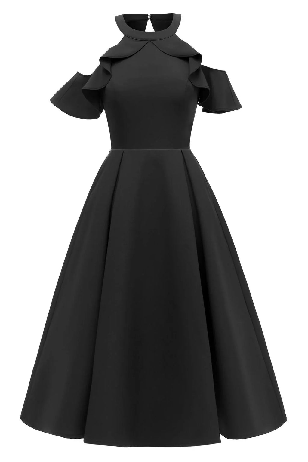 Chic Homecoming Dress With Halter Neck And Ruffle A Line Silhouette Zipper Back For Teens