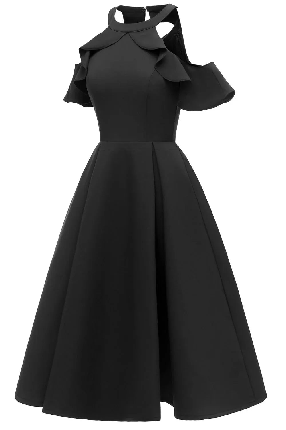 Chic Homecoming Dress With Halter Neck And Ruffle A Line Silhouette Zipper Back For Teens