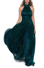 A-Line Halter Neck Sleeveless Zipper Up Sweep/Brush Train Prom Dress
