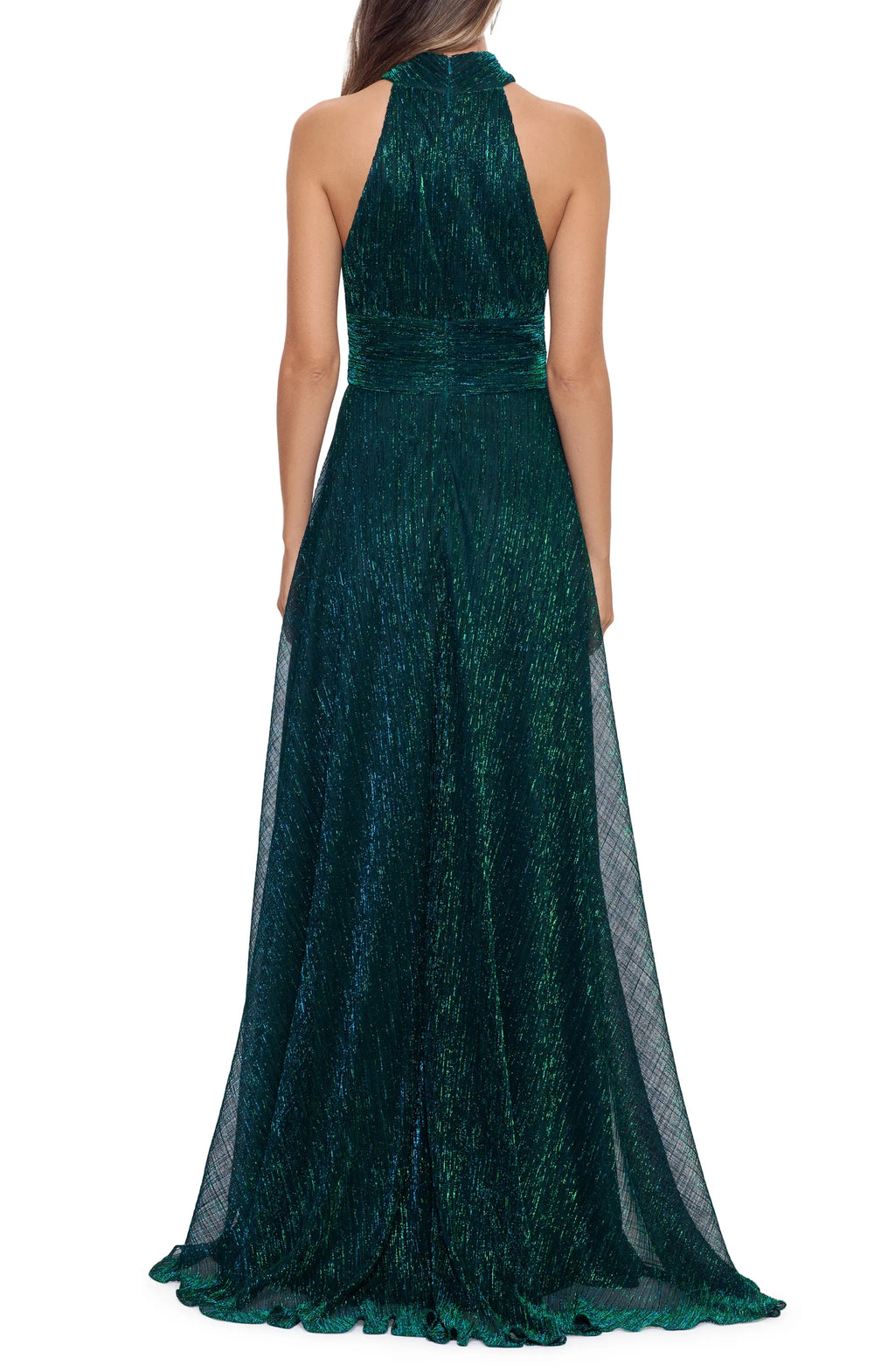 A-Line Halter Neck Sleeveless Zipper Up Sweep/Brush Train Prom Dress