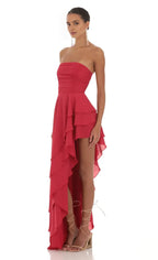 A-Line/Princess Strapless Neck Sleeveless Backless Floor-Length Prom Dress