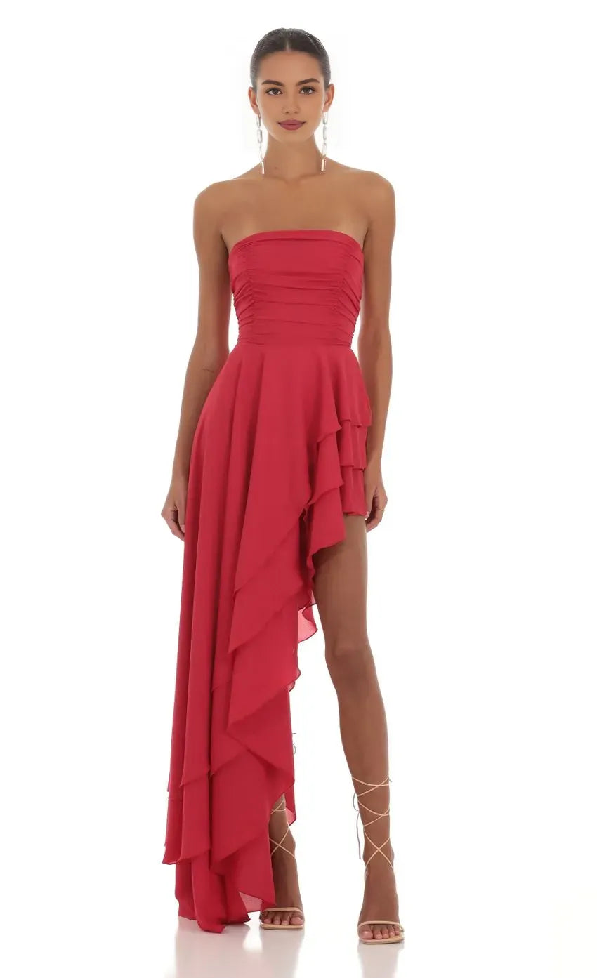 A-Line/Princess Strapless Neck Sleeveless Backless Floor-Length Prom Dress