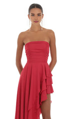 A-Line/Princess Strapless Neck Sleeveless Backless Floor-Length Prom Dress