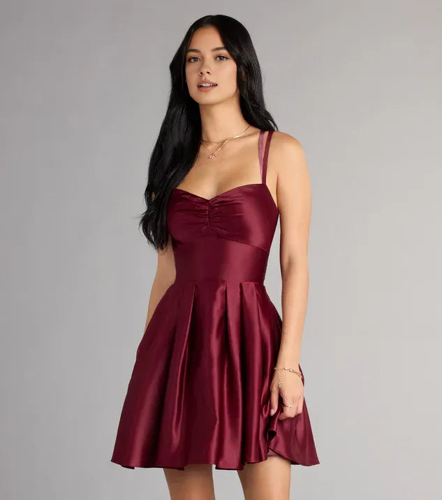 A-Line/Princess Sweetheart Sleeveless Lace-Up Short-Mini Homecoming Dresses