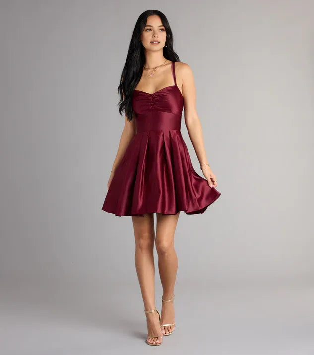 A-Line/Princess Sweetheart Sleeveless Lace-Up Short-Mini Homecoming Dresses