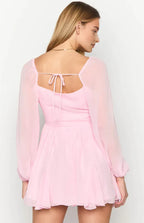 A-Line/Princess V Neck Long Sleeve Backless Above Knee Homecoming Dress