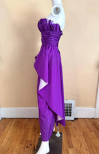 Chic Vintage Inspired A Line Strapless Prom Dress With Ruffled Ruched Bodice In Purple For Prom Night