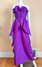 Chic Vintage Inspired A Line Strapless Prom Dress With Ruffled Ruched Bodice In Purple For Prom Night