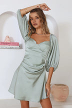 A-Line Sweetheart Long Sleeve Zipper Up Short-Mini Prom Dress