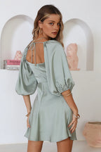 A-Line Sweetheart Long Sleeve Zipper Up Short-Mini Prom Dress