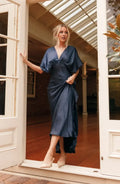 A-Line V-neck Dolman Sleeve Ankle-Length Prom Dress