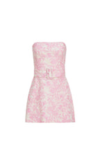 A-line Strapless Floral Jacquard Belted Mini Homecoming Dress