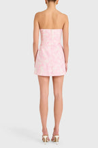 A-line Strapless Floral Jacquard Belted Mini Homecoming Dress