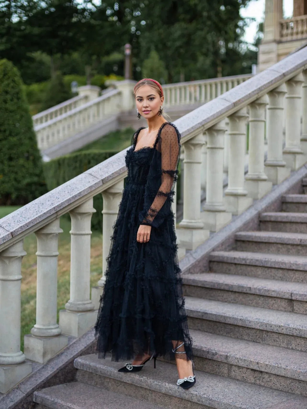 A-line Sweetheart Neck Long Sleeve Zipper Up Floor-Length Prom Dress