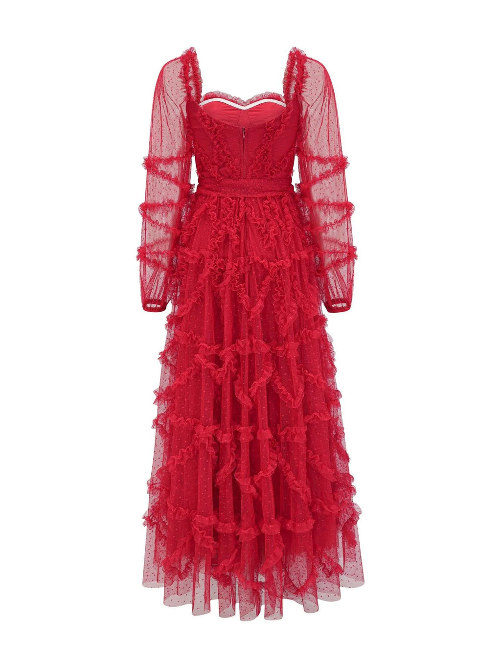 A-line Sweetheart Neck Long Sleeve Zipper Up Floor-Length Prom Dress