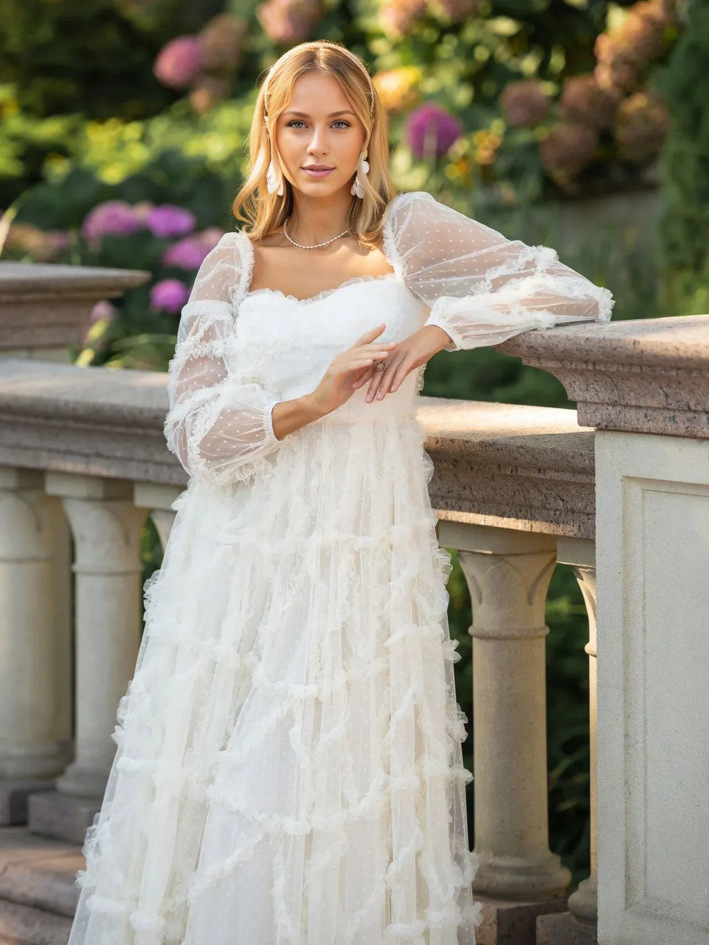 A-line Sweetheart Neck Long Sleeve Zipper Up Floor-Length Prom Dress