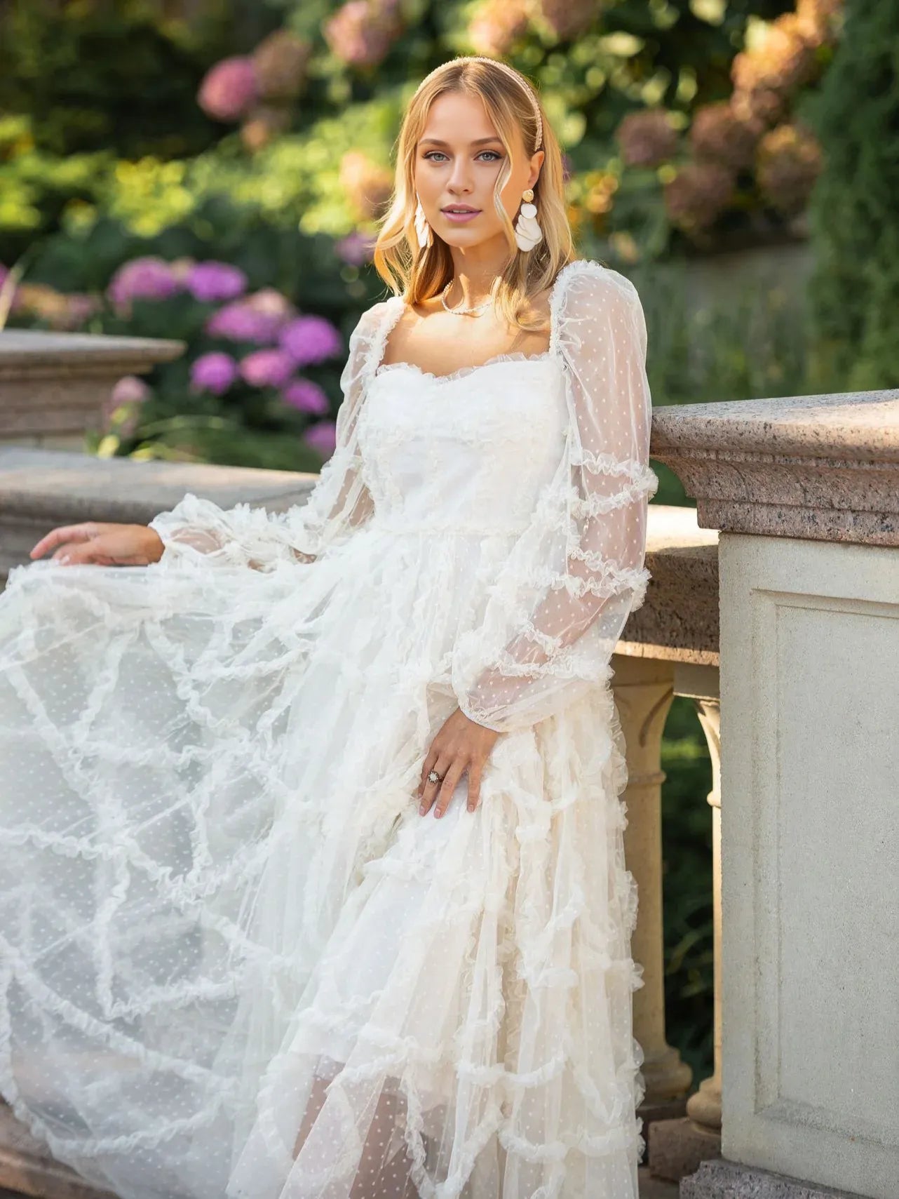 A-line Sweetheart Neck Long Sleeve Zipper Up Floor-Length Prom Dress