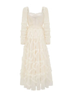 A-line Sweetheart Neck Long Sleeve Zipper Up Floor-Length Prom Dress