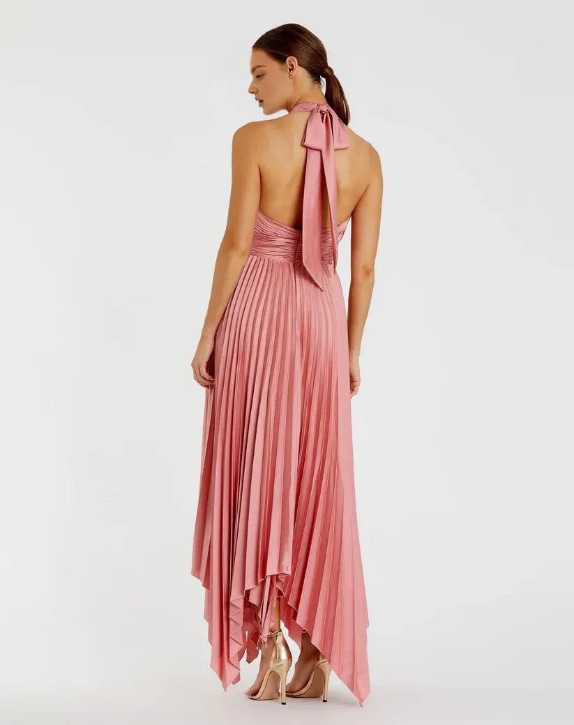 A Line Halter Neck Sleeveless Backless Asymmetrical-Length Prom Dress