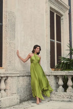 A Line Halter Neck Sleeveless Backless Asymmetrical-Length Prom Dress