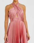 A Line Halter Neck Sleeveless Backless Asymmetrical-Length Prom Dress