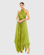 A Line Halter Neck Sleeveless Backless Asymmetrical-Length Prom Dress