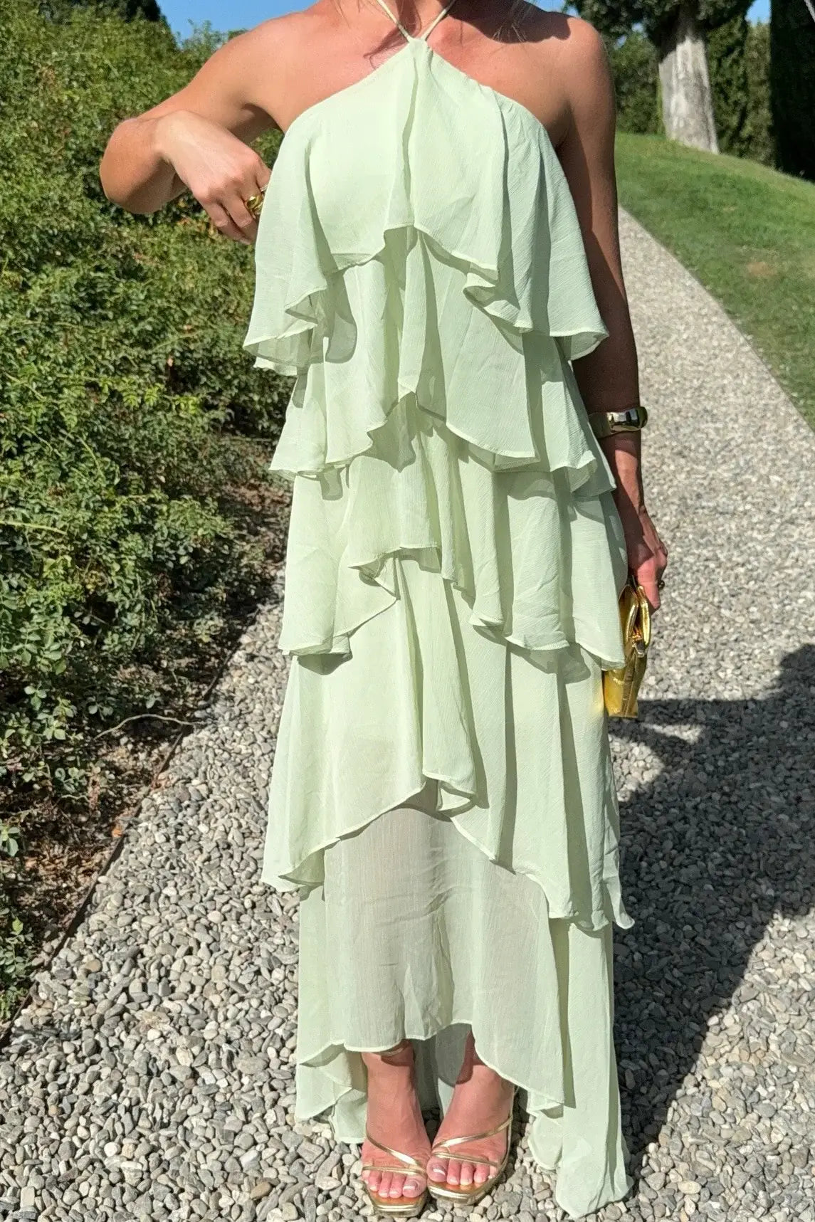 A Line Halter Neck Sleeveless Up Floor-Length Prom Dress