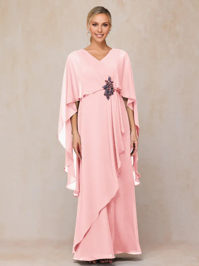 A Line V-neck Sleeveless Floor-Length Mother of the Bride Dress