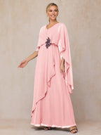 A Line V-neck Sleeveless Floor-Length Mother of the Bride Dress