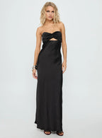 Black Strapless Cutout Backless Floor-Length Prom Dress