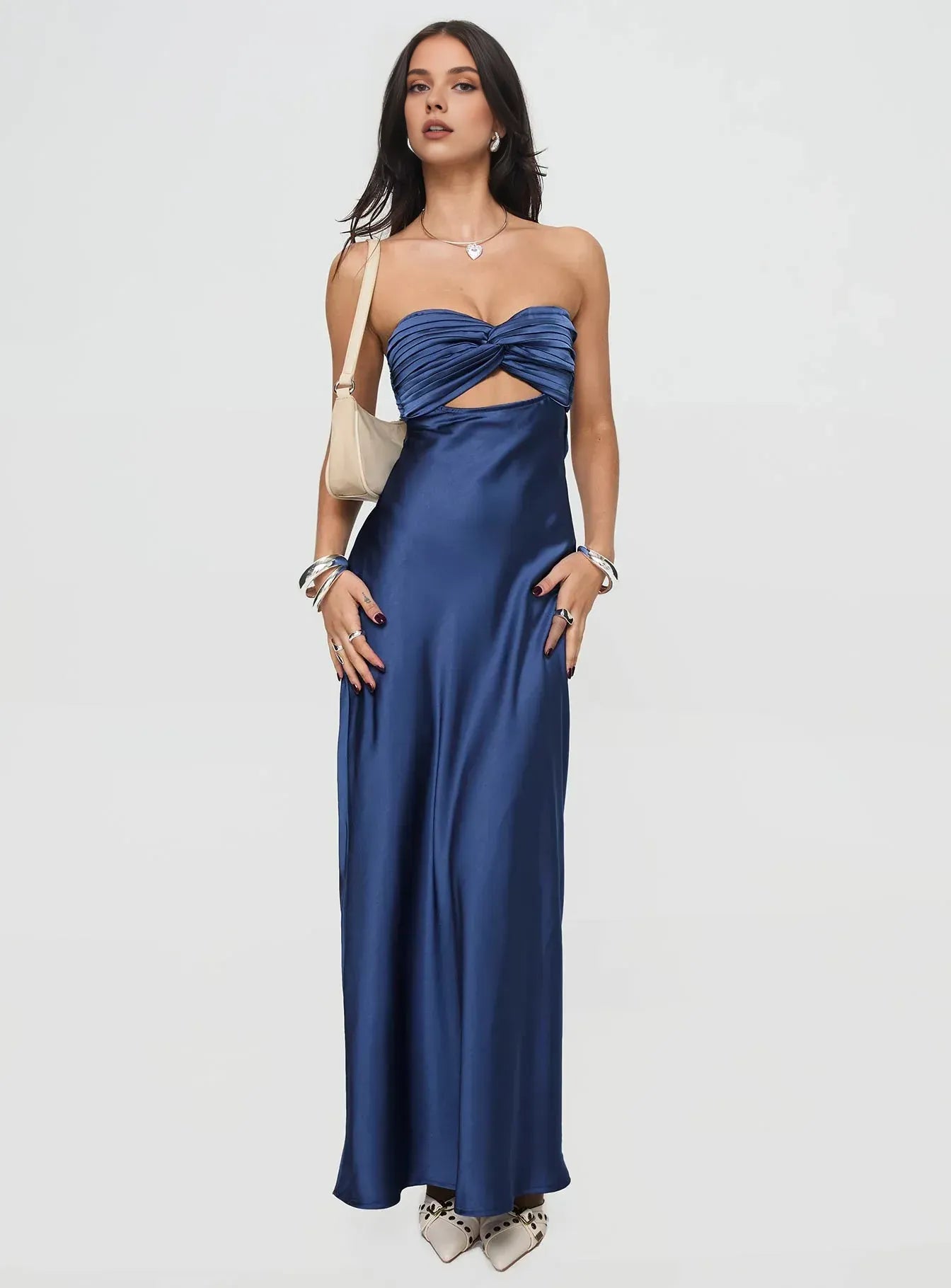 Black Strapless Cutout Backless Floor-Length Prom Dress