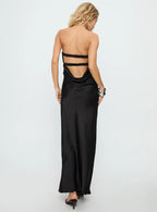 Black Strapless Cutout Backless Floor-Length Prom Dress