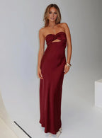 Black Strapless Cutout Backless Floor-Length Prom Dress