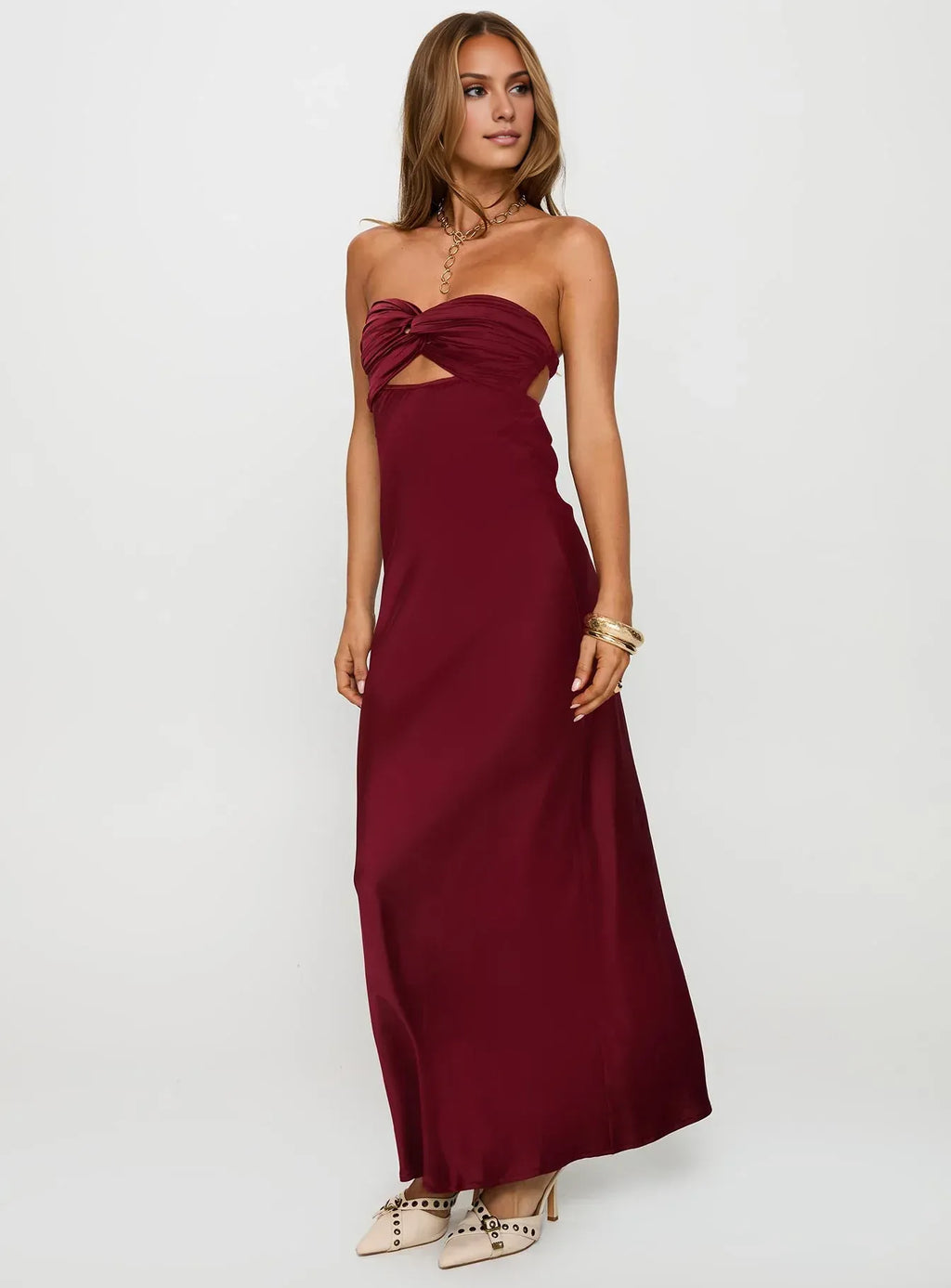 Black Strapless Cutout Backless Floor-Length Prom Dress