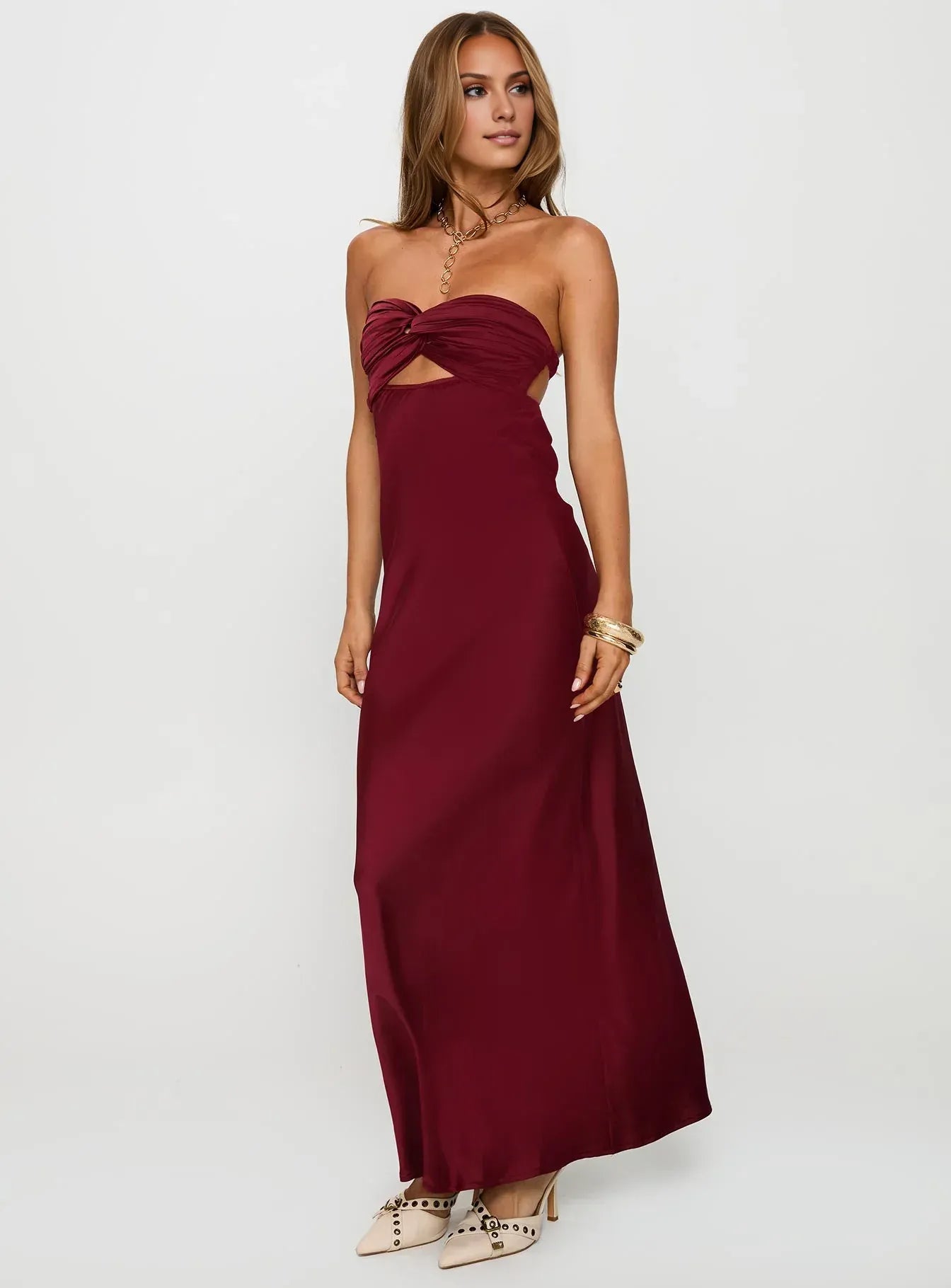 Black Strapless Cutout Backless Floor-Length Prom Dress