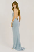 Mermaid Halter Sleeveless Backless Floor Length Evening Dress