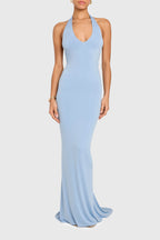 Mermaid Halter Sleeveless Backless Floor Length Evening Dress