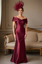 Mermaid Off the Shoulder Cap Sleeve Backless Floor-Length Mother of the Bride Dress